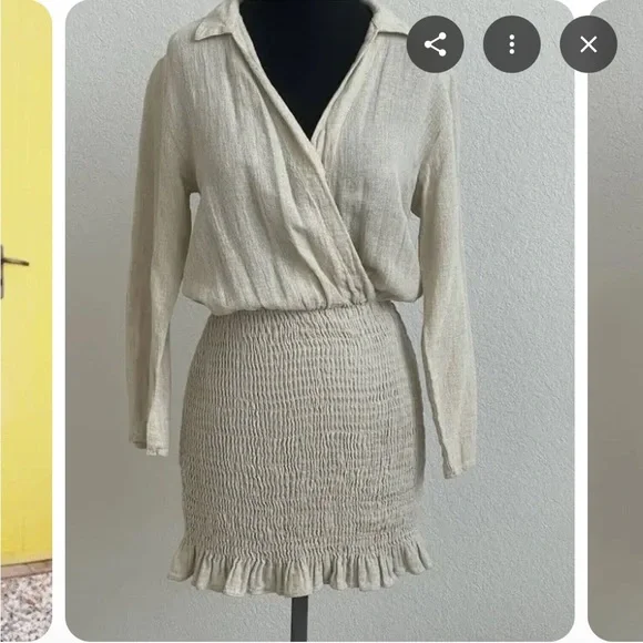 NEW Zara Linen Dress with Ruffle Hem - Picture 2 of 9